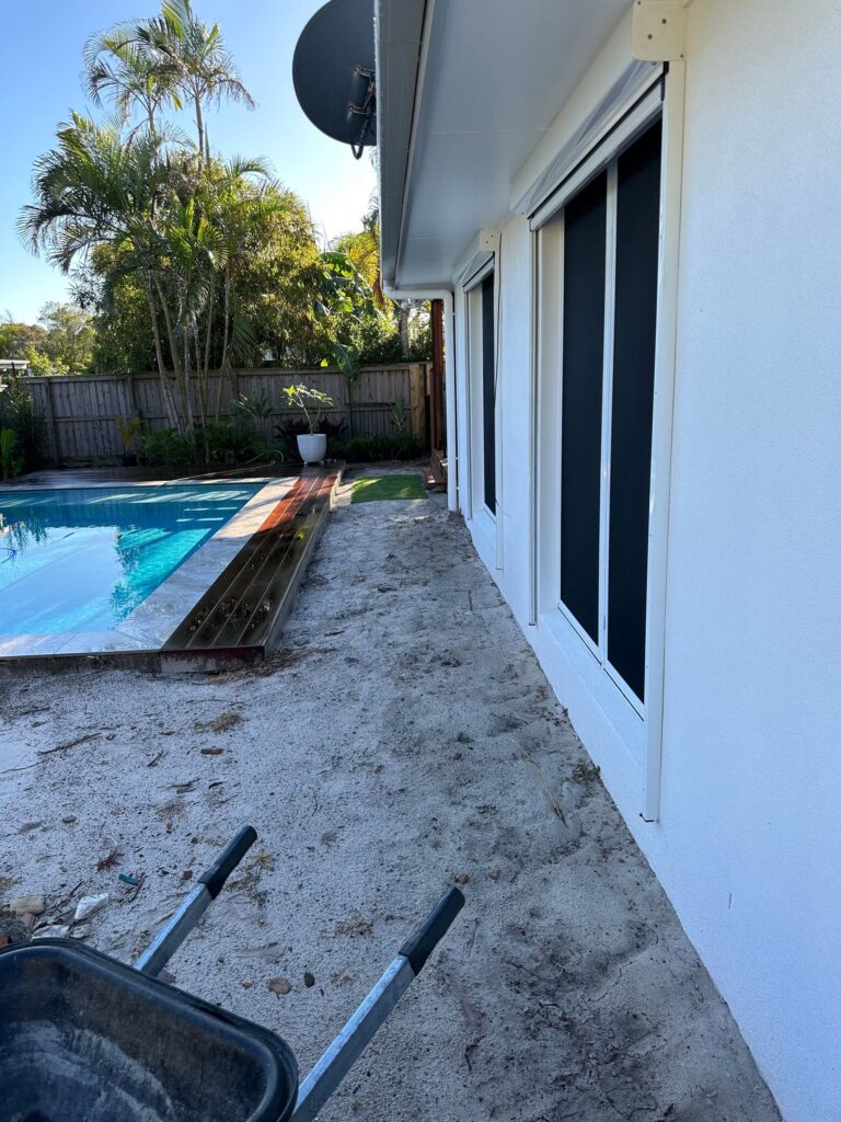Before - pool area landscaping